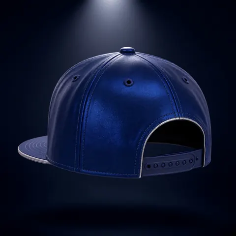 Back of the Signature Crown, with navy panels and an adjustable snap strap